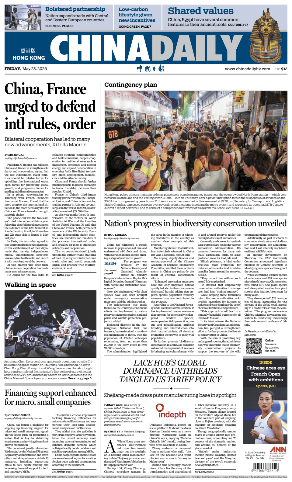 Prima-pagina-China Daily-oggi-edizione-di-oggi-20250523